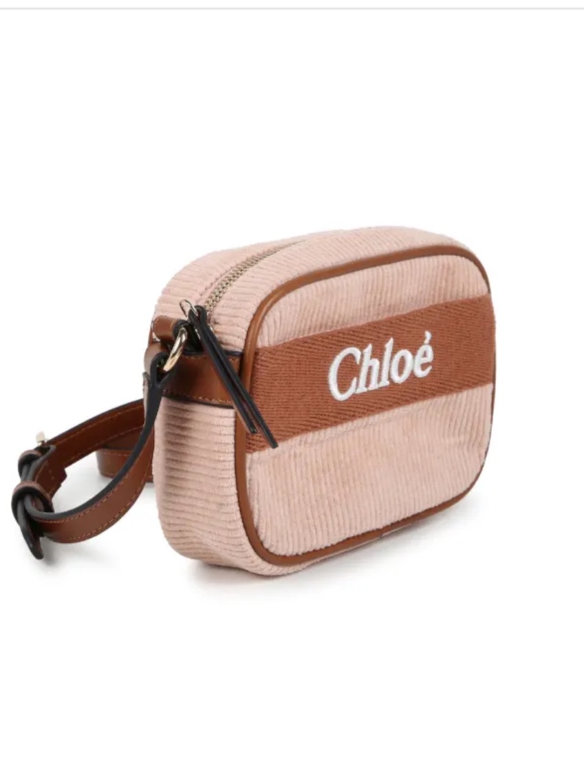 Chloe Pink And Brown Corduroy Camera Bag